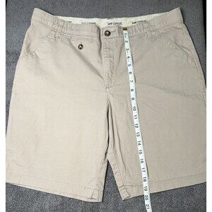 Lee Button Front Womens Khaki Canvas Walking Shorts Mid Rise Stretch 16 Medium